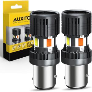imageAUXITO CANBUS 1157 Switchback LED Bulbs 2357 2057 7528 BAY15D Dual Color AmberWhite Anti Hyper Flash Builtin Resistor Error Free Turn Signal Lights and DRLParking Lights Pack of 2AmberWhite
