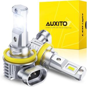 imageAUXITO H11 H8 LED Fog Light Bulb  900 Brighter 6500K White Direct Fit Mini Size HassleFree Plug amp Play Extended Lifespan FlickerFree Operation Pack of 2