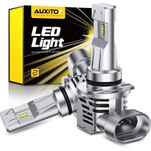 imageAUXITO H13 9008 LED Bulbs 900 Brightness 6500K White Canbus Ready Adjustable Beam Silent Cooling Fan 10 Min Install Pack of 29006