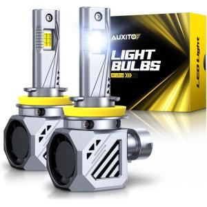 imageAUXITO H13 9008 LED Bulbs 900 Brightness 6500K White Canbus Ready Adjustable Beam Silent Cooling Fan 10 Min Install Pack of 2H11H8H9