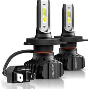 imageAUXITO H4 9003 HB2 LED Bulbs Fanless Adjustable Beam 6500K Xenon White 400 Visibility H4 Lights Replacement Pack of 2HB2