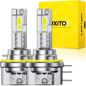 imageAUXITO H4 LED Bulbs Yellow Light 900 UltraBright 3000K Golden Yellow Plug N Play 50000Hrs Long Lifespan No Flicker 99 Compatibility Pack of 2H15