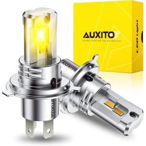 imageAUXITO H4 LED Bulbs Yellow Light 900 UltraBright 3000K Golden Yellow Plug N Play 50000Hrs Long Lifespan No Flicker 99 Compatibility Pack of 2H49003Yellow