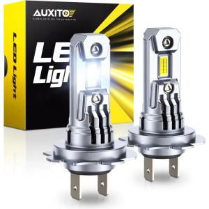 imageAUXITO H7 LED Bulbs 80000LM Per Set 6500K Xenon White Mini Size Wireless LED Light Bulbs Pack of 2
