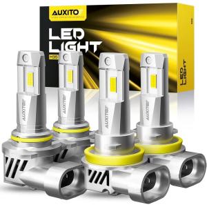 imageAUXITO Upgraded 9005HB3 H11H8H9 Bulbs Combo 1000 Highly Bright 6500K Cool White Real 11 Mini Size Canbus Direct Install Plug and Play Pack of 4H119005
