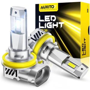 imageAUXITO Upgraded H7 LED Bulbs 900 Super Bright Wireless H7LL Lights with Fan 6500K Cool White 11 Mini Halogen Size Long Lifespan 2PCSH11H8H9