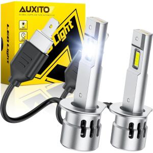 imageAUXITO H10 9145 LED Fog Light Bulbs 3000K Amber Yellow 6000 LM High Brightness 30W Play and Plug Super Penetration with 12 CSP Chips Waterproof DRL Bulbs Replacement for Cars Pack of 2H1
