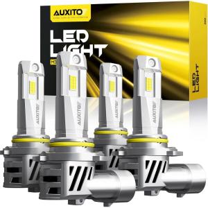 imageAUXITO H10 9145 LED Fog Light Bulbs 3000K Amber Yellow 6000 LM High Brightness 30W Play and Plug Super Penetration with 12 CSP Chips Waterproof DRL Bulbs Replacement for Cars Pack of 290059006