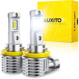 imageAUXITO H11 H16 H8 LED Fog Light Bulbs 6500K White 1200 Brightness 40000LM Mini Size H11 LED Fog Lights or DRL Upgrade Nonpolarity Play and Plug Pack of 2White