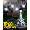 imageAUXITO 9005HB3 H11H8H9H16 LED Bulbs Combo 120W 11 Mini Size 6500K Cool White IP68 Waterproof Automotive Replacement Pack of 49012HIR2