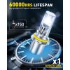 imageAUXITO 9007 Light Bulbs 50000LM 6500K Cool White Direct Replacement 9007HB5 LED Fog Light Bulbs with Fan Plug and Play CANbus Ready No Flicker Pack of 2