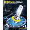 imageAUXITO Latest 9007 HB5 Head1ight Bulbs 50000LM 1000 UltraBright 20 Years Lifespan 6500K Cool White 3 Min Quick Install No Flicker 99 Compatibility Pack of 2H11BWhite