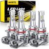 imageAUXITO 9005HB3 9006HB4 LED Bulbs Combo 120W 11 Mini Size 6500K Cool White IP68 Waterproof Automotive Replacement Pack of 4