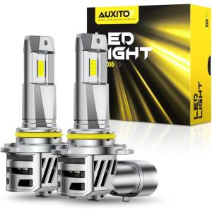 imageAUXITO 9005 HB3 Light Bulbs 50000LM 6500K Cool White Plug and Play CANbus Ready No Flicker Pack of 2