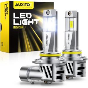 imageAUXITO 9005HB3 Light Bulbs 50000LM 6500K Cool White Direct Replacement 9005HB3 LED Fog Light Bulbs with Fan Plug and Play CANbus Ready No Flicker Pack of 2