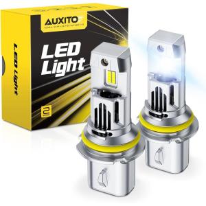 imageAUXITO 9007 HB5 Bulbs 80000LM 6500K Cool White Super Bright 15X Halogen Plug and Play CANbus Ready No Flicker Pack of 2