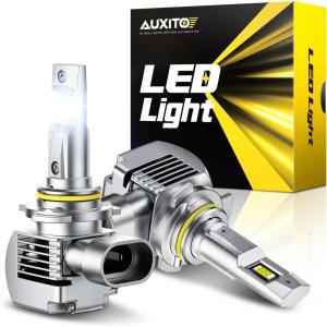 imageAUXITO 9012 Bulbs 80000LM 6500K Cool White SingleFan Active Cooling 11 Halogen Fit DualSide Chips for BlindZone Fill amp Balanced High Beam Plug and Play CANbus Ready No Flicker Pack of 2