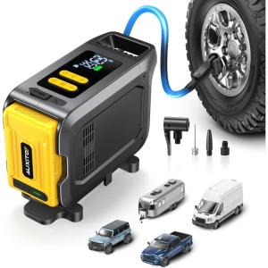 imageAUXITO AT1 150PSI Heavy Duty Tire Inflator Portable Air Compressor for Pickup Truck  Built in 26000mAh Power Station amp 65W Fast Charging  Emergency Tire Air Pump for F150 OffRoad RV Camping26000mAh