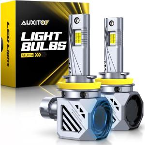 imageAUXITO H11 Light Bulbs 70000LM 15x Brightness White Direct Replacement H8H9H11 LED Fog Light Bulbs with Fan Plug and Play CANbus Ready No Flicker Pack of 2