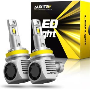 imageAUXITO H49003 Bulbs 80000LM 15X Super Output 6500K Cool White Long Lifespan 11 Mini Size Replacement Light Bulbs PlugNPlay Pack of 2H11H8H9