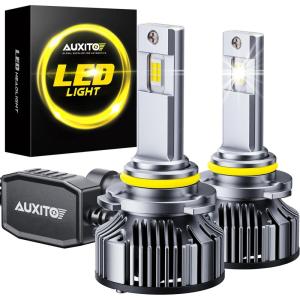 imageAUXITO Y19 9005 Light Bulbs 70000LM Cool White Direct Replacement 9005HB3 LED Fog Light Bulbs with Fan Plug and Play CANbus Ready No Flicker Pack of 2
