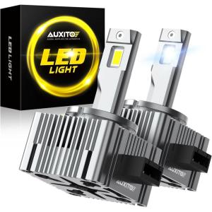 imageAUXITO H7 Light Bulbs 50000LM 1000 Brighter Than Halogen 6500K Cool White 60000Hrs Lifespan with Quiet Cooling Fan Plug and Play Pack of 2D1S