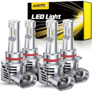 imageAUXITO 9005 9006 LED HeadIight Bulbs HB3 HB4 Light 1500 UltraBright 6500K Cool White Plug N Play 50000Hrs Long Lifespan No Flicker 99 Compatibility Pack of 290059006
