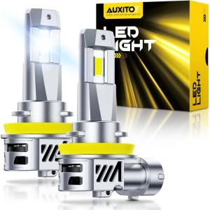 imageAUXITO H13 9008 Bulbs 80000LM 6500K Cool White Super Bright 15X Halogen Plug and Play CANbus Ready No Flicker Pack of 2H11H8H9